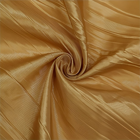 Polyester Accordion Crinkle Design Tablecloth Round Gold