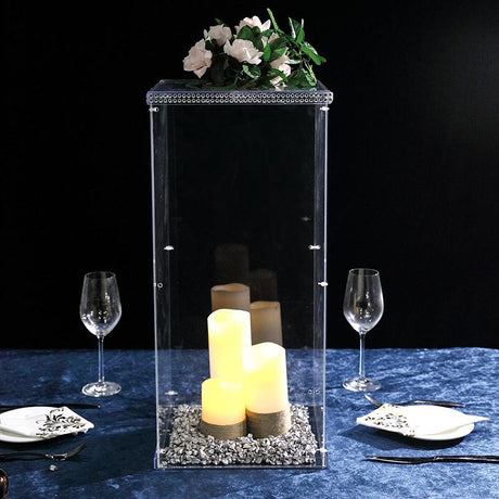 Clear Acrylic Pedestal Riser, Transparent Display Box 32"