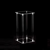 Acrylic Flower Vase Pillar Stand Clear with Square Mirror Base