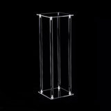 Acrylic Flower Vase Pillar Stand Clear with Square Mirror Base