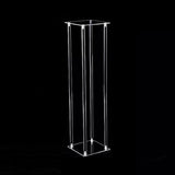 Acrylic Flower Vase Pillar Stand Clear with Square Mirror Base