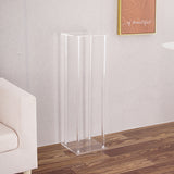 Acrylic Flower Vase Pillar Stand Clear with Square Mirror Base