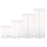 Set of 4 Clear Acrylic Pedestal Risers Transparent Display Boxes