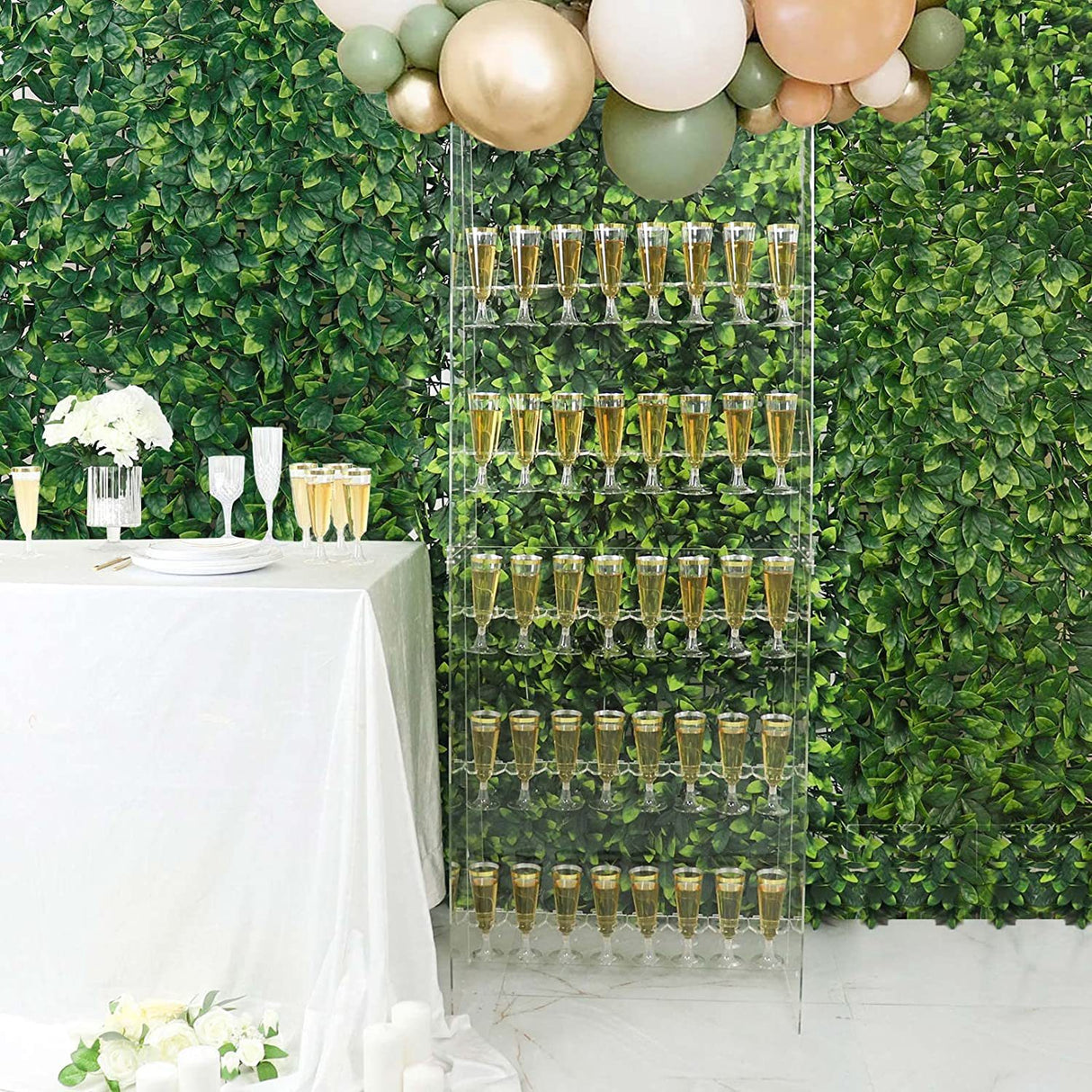 5-Tier Acrylic Champagne Wall Glass Holder 5ft Clear