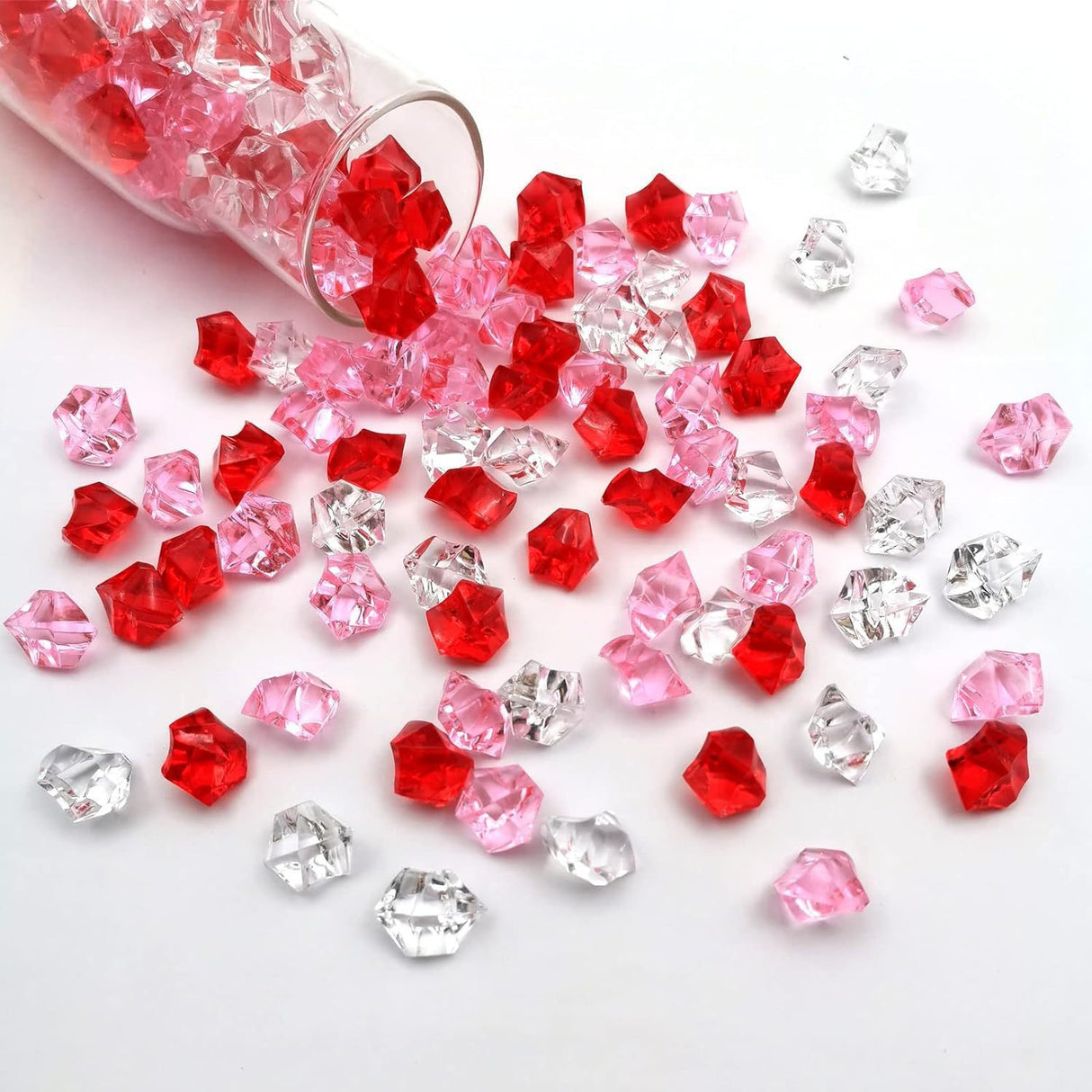320 Pcs Acrylic Ice Bead Vase Fillers Rose Red