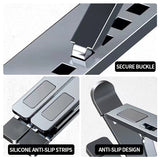 Laptop Stand Adjustable Portable Aluminum Black