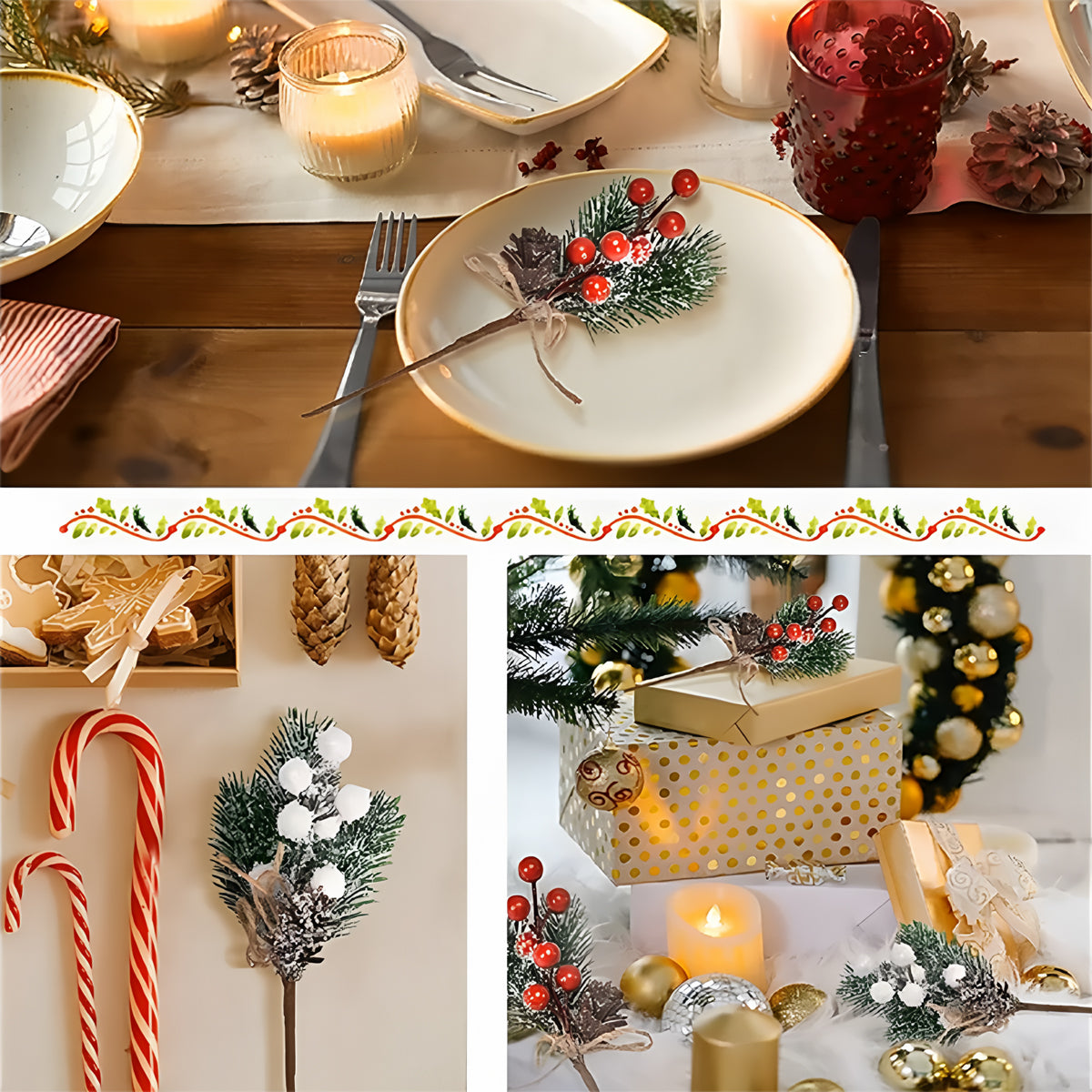 10 Pcs Berries Pine Cones Christmas Decoration Crafts Red