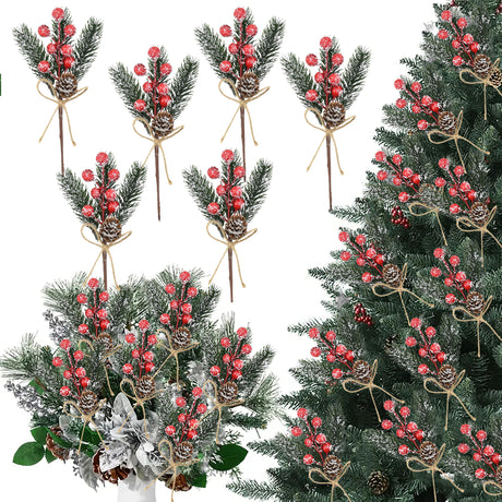 10 Pcs Berries Pine Cones Christmas Decoration Crafts Red