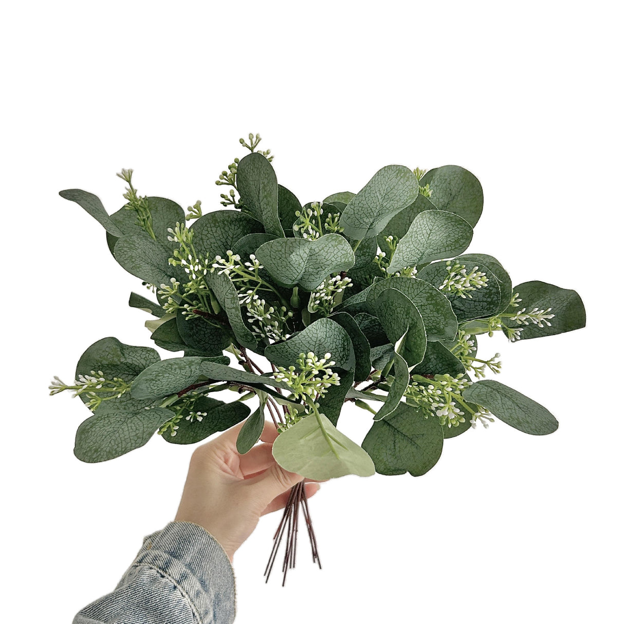 14 Stems Real Touch Artificial Eucalyptus Leaf Flower Bouquet 13"