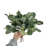 14 Stems Real Touch Artificial Eucalyptus Leaf Flower Bouquet 13"