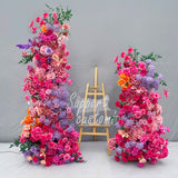 2 Set Artificial Floral Wedding Backdrop Decoration Rose Hydrangea Red Purple