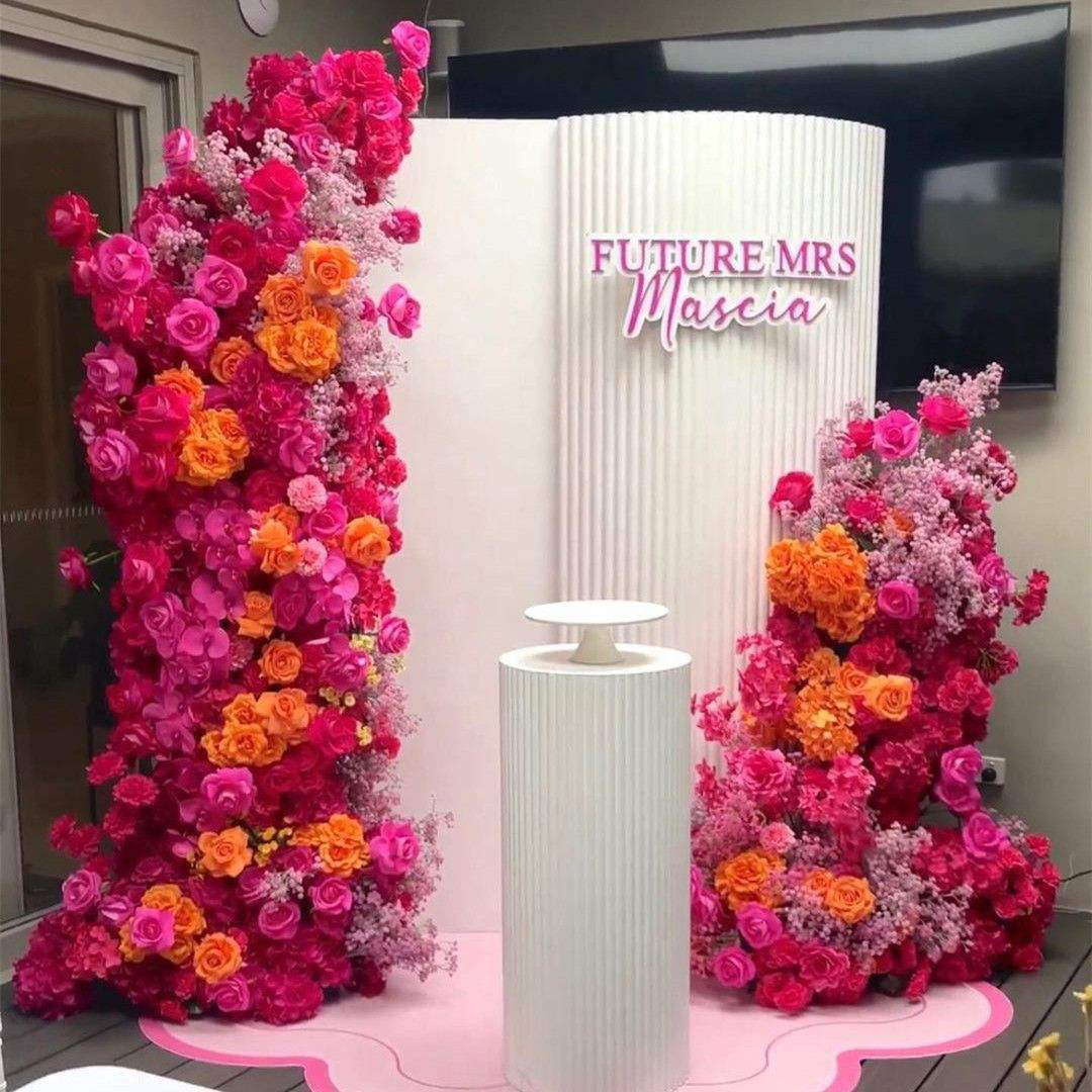 2 Set Artificial Floral Wedding Backdrop Decoration Rose Red Orange