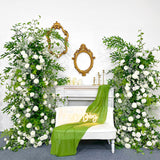 2 Set Artificial Floral Wedding Backdrop Decoration Chrysanthemum Gypsophila Green White