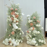 2 Set Artificial Floral Wedding Backdrop Decoration Rose Gypsophila White Green