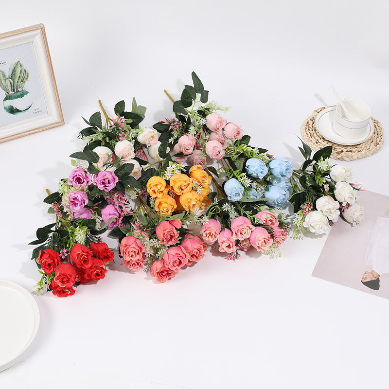 12 Bushes Artificial Premium Silk Flower Rose Bud Bouquets Rose Red