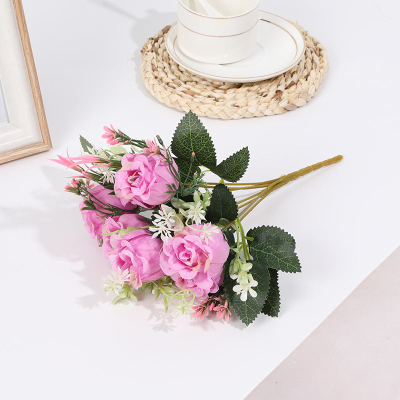 12 Bushes Artificial Premium Silk Flower Rose Bud Bouquets Purple