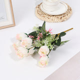 12 Bushes Artificial Premium Silk Flower Rose Bud Bouquets Champagne