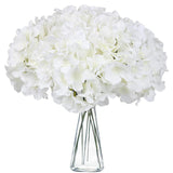 10 Flower Head and Stems Artificial Satin Hydrangeas White
