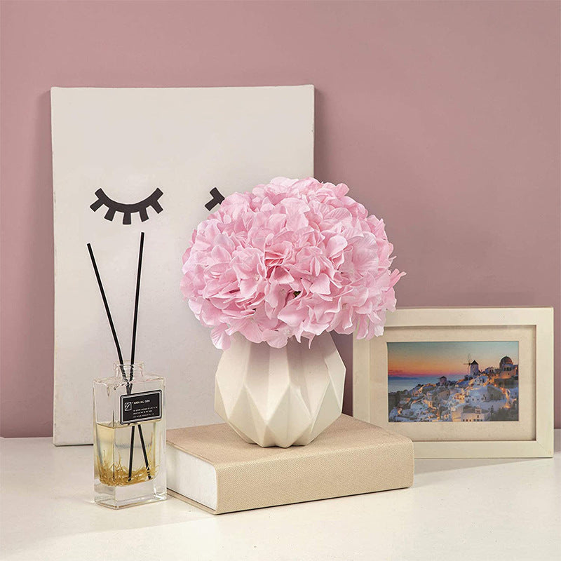 10 Flower Head and Stems Artificial Satin Hydrangeas Champagne