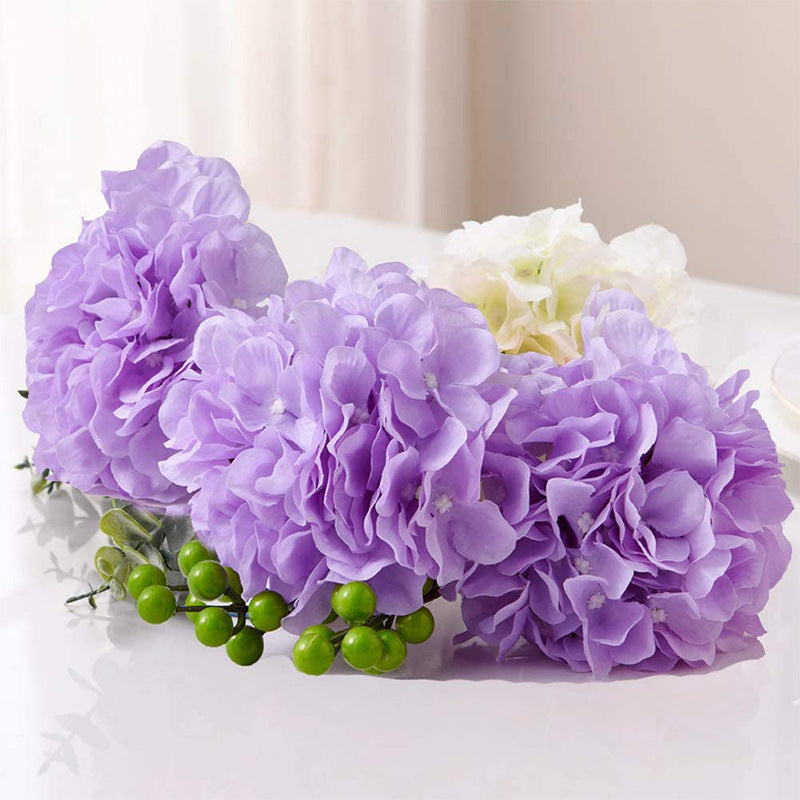 10 Flower Head and Stems Artificial Satin Hydrangeas Champagne