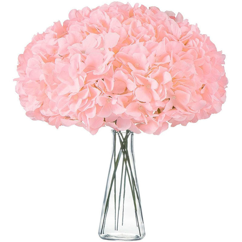 10 Flower Head and Stems Artificial Satin Hydrangeas Flesh Pink