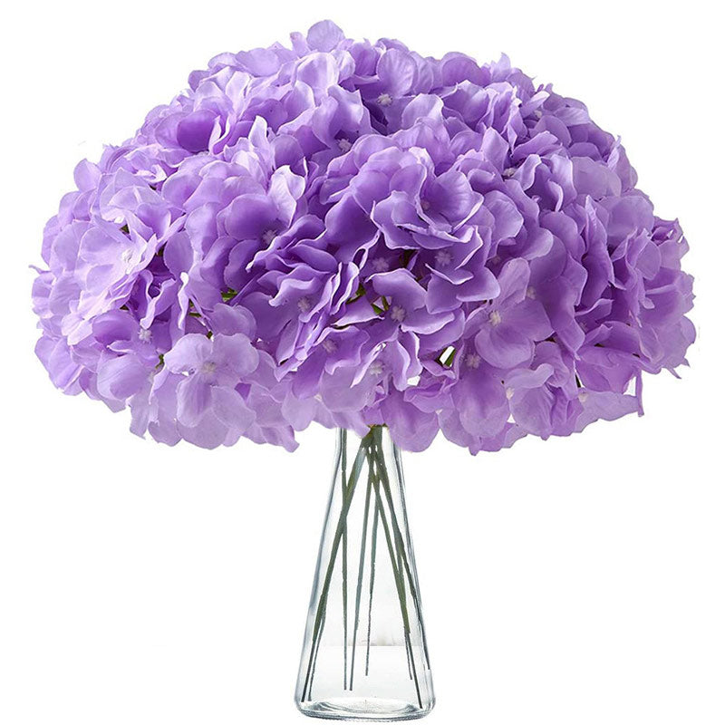 10 Flower Head and Stems Artificial Satin Hydrangeas Light Purple