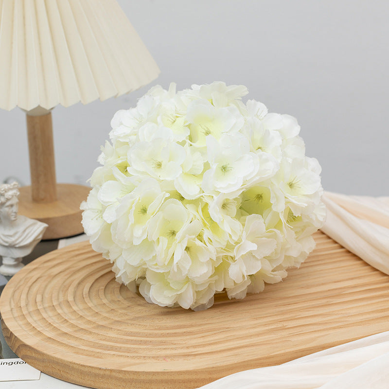 4 Pcs Artificial Silk Hydrangea Kissing Flower Balls 6" White