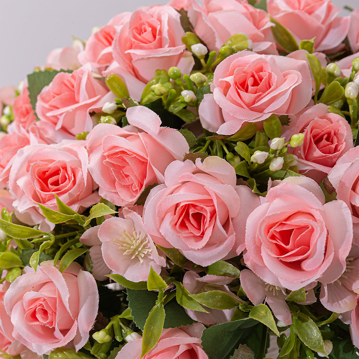 4 Bushes Artificial Rose Bridal Bouquet 12" Pink