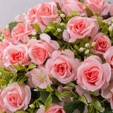 4 Bushes Artificial Rose Bridal Bouquet 12" Pink
