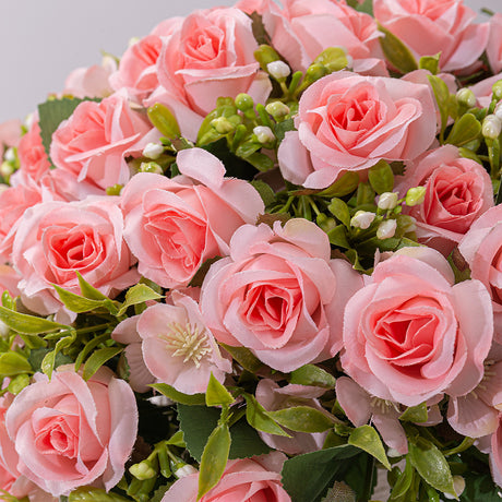 4 Bushes Artificial Rose Bridal Bouquet 12" Pink