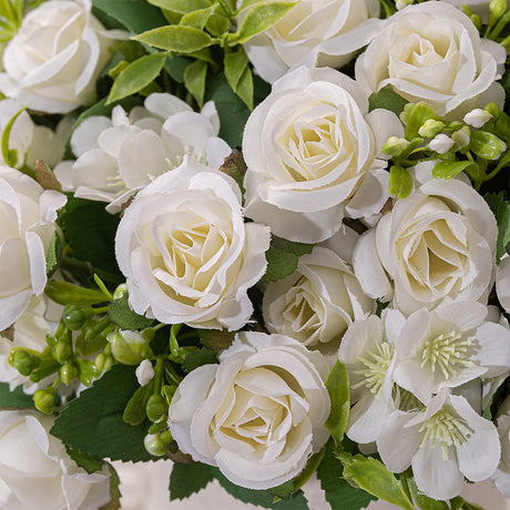 4 Bushes Artificial Rose Bridal Bouquet 12" White