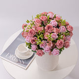 4 Bushes Artificial Rose Bridal Bouquet 12" Lotus Color