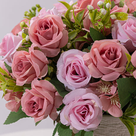 4 Bushes Artificial Rose Bridal Bouquet 12" Lotus Color