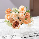 2 Pcs Silk Rose Bouquets Mixed Peony & Hydrangea 12" Yellow