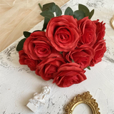 2 Bushes Artificial Silk Rose Flower Arrangements 18" Red