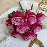 2 Bushes Artificial Silk Rose Flower Arrangements 18" Deep Rose Red