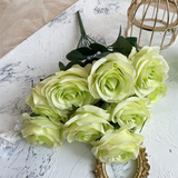2 Bushes Artificial Silk Rose Flower Arrangements 18" Green