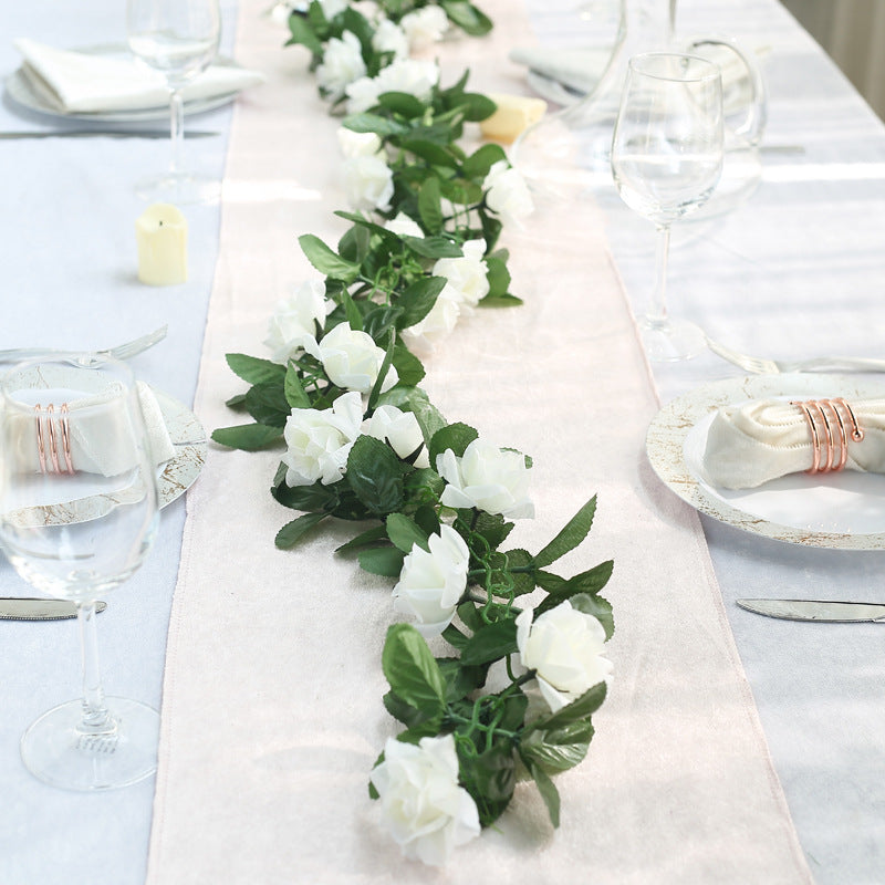 Artificial Silk Rose Garland 6ft Milky White