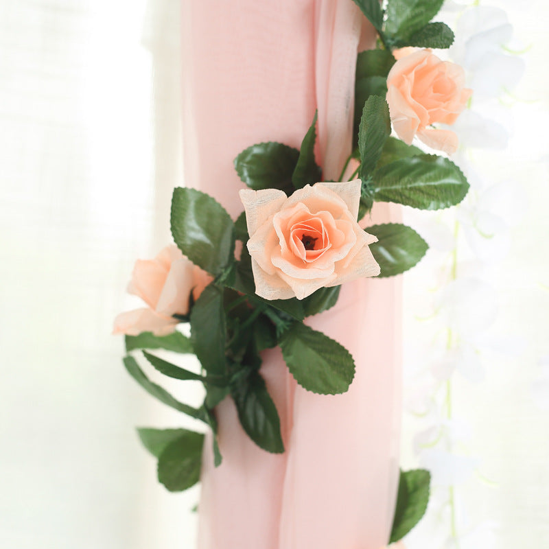 Artificial Silk Rose Garland 6ft Peach