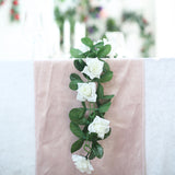 Artificial Silk Rose Garland 6ft Milky White