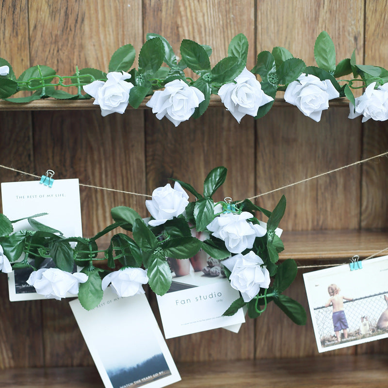 Artificial Silk Rose Garland 6ft White