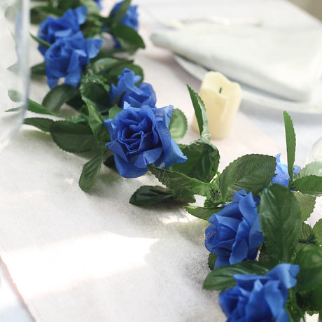 Artificial Silk Rose Garland 6ft Dark Blue