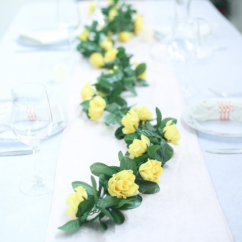 Artificial Silk Rose Garland 6ft Yellow