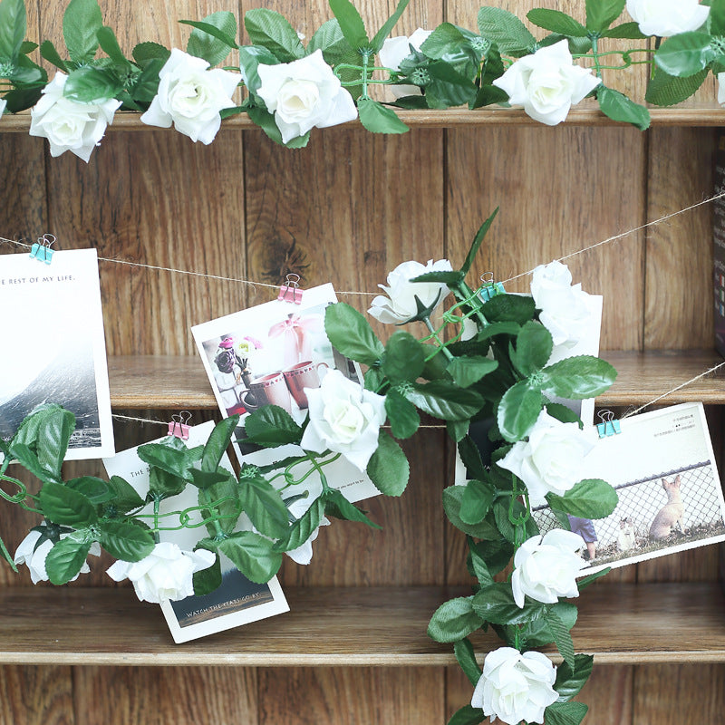 Artificial Silk Rose Garland 6ft Milky White