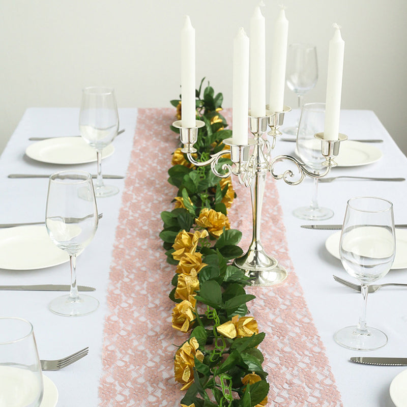 Artificial Silk Rose Garland 6ft Gold