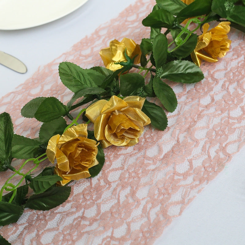 Artificial Silk Rose Garland 6ft Gold