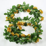 Artificial Silk Rose Garland 6ft Gold