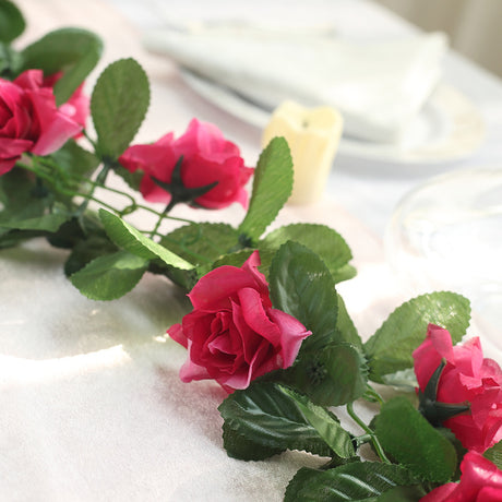 Artificial Silk Rose Garland 6ft Rose Red