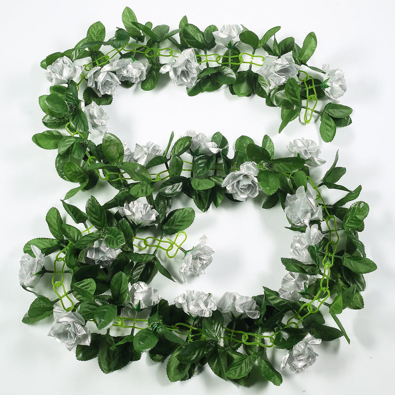 Artificial Silk Rose Garland 6ft Silver
