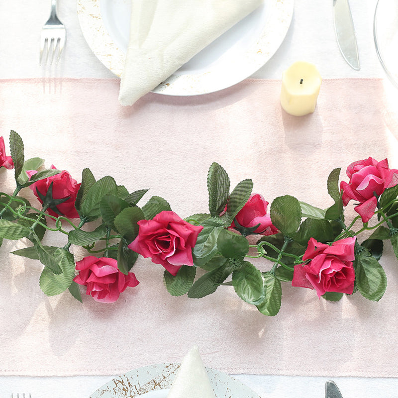 Artificial Silk Rose Garland 6ft Rose Red